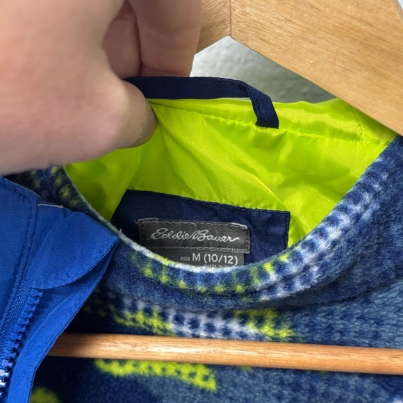 Eddie Bauer Kids M (10-12) 3 in 1 Jacket w Green Lining, Glove Snaps, Like New - Picture 8 of 12